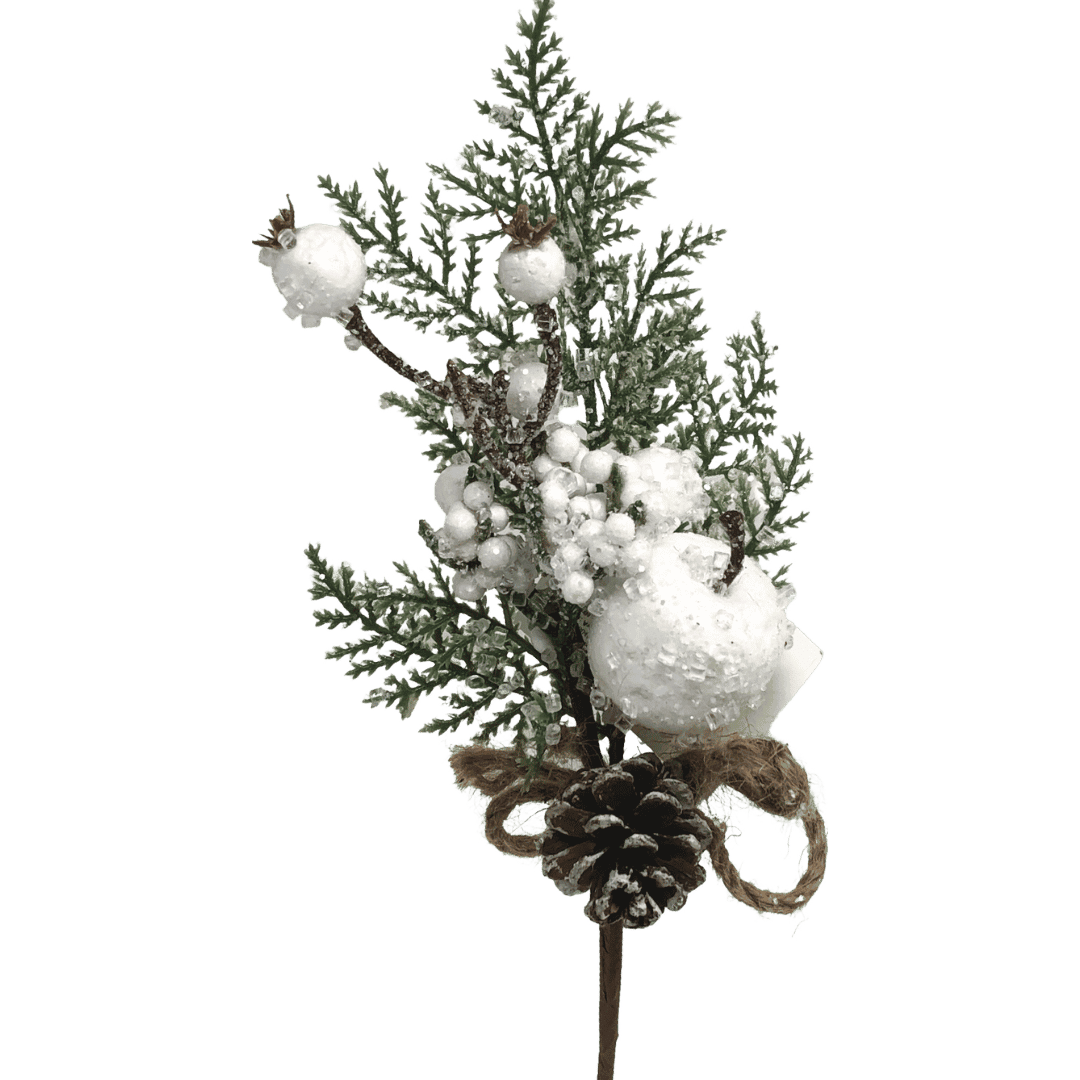 (FLL2127BL) Follaje manzana y piña 27 cm blanco