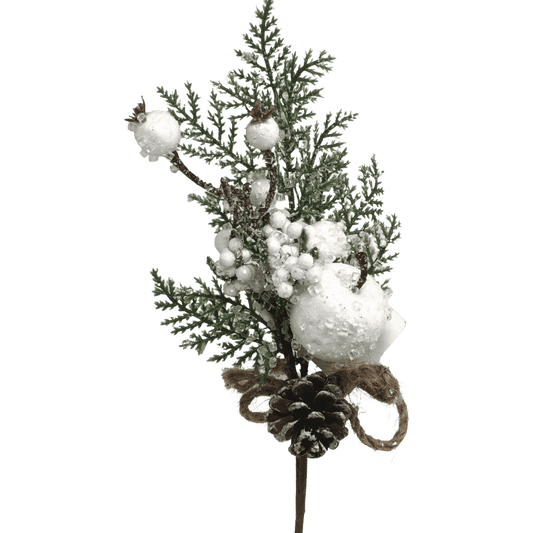 (FLL2127BL) Follaje manzana y piña 27 cm blanco