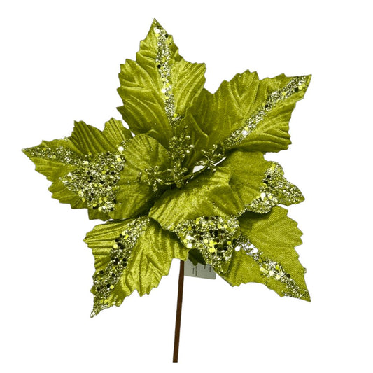(FLM00026OL) Nochebuena terciopelo 25 cm x 35 cm olivo