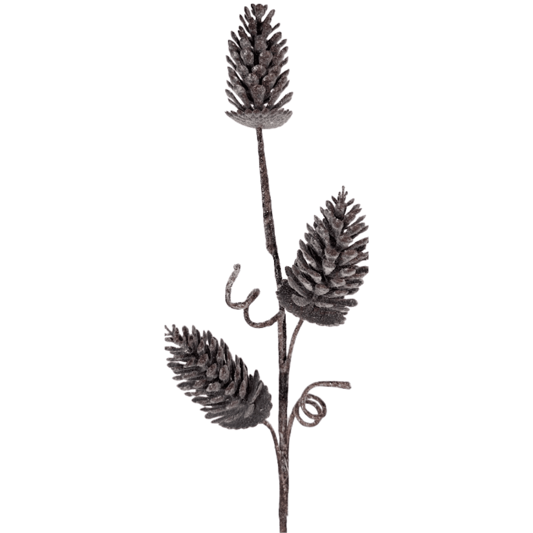 (FLM00343W) Vara de piñas cafe con escarcha 70cm
