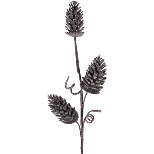 (FLM00343W) Vara de piñas cafe con escarcha 70cm