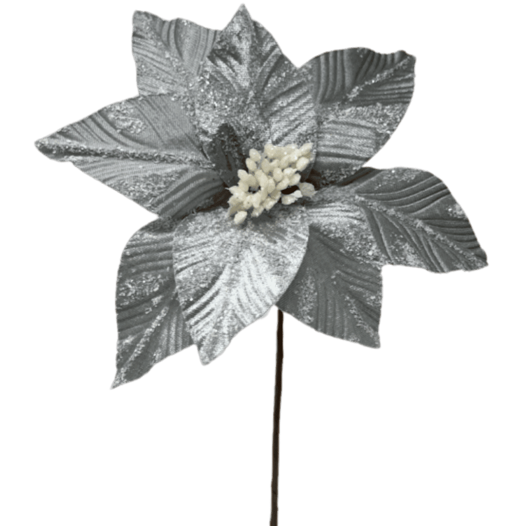 (FLO0546PL) Nochebuena frosty plata 30 cm x 40 cm