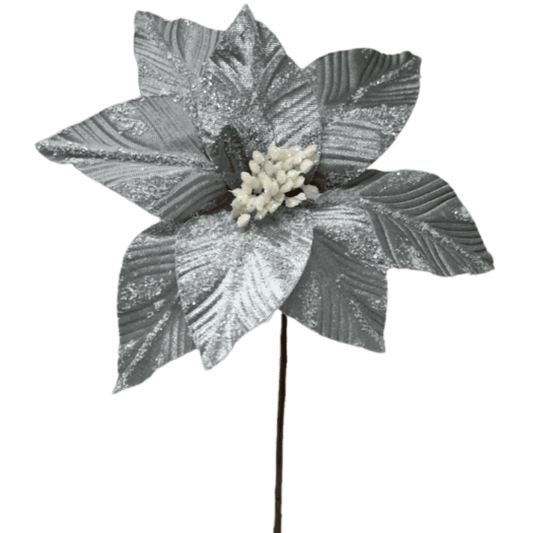 (FLO0546PL) Nochebuena frosty plata 30 cm x 40 cm