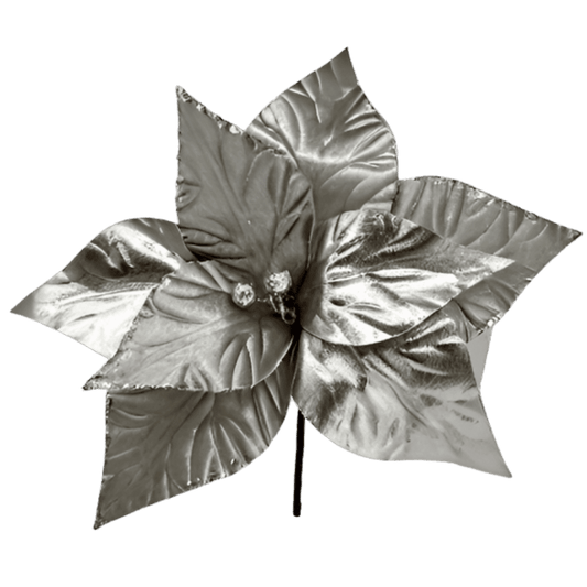 NOCHEBUENA SATINADA 28X20CM PLATA