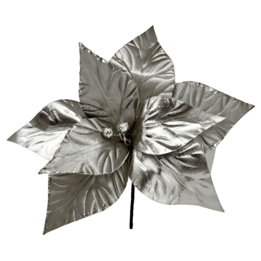 (FLO0662PL) Nochebuena satinada plata 28 cm x 20 cm