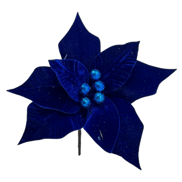 (Flo0668Az) Nochebuena Terciopelo 26Cm Azul
