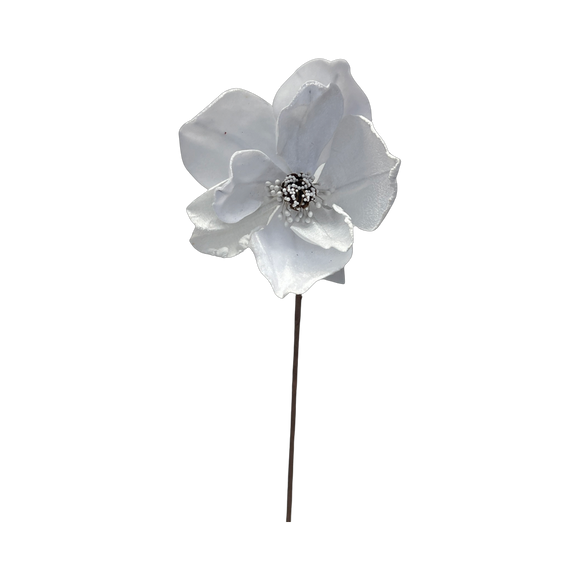(FLO0693PL) Magnolia navideña 18x50cm blanca