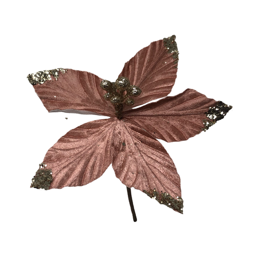 (FLO0938DR) Nochebuena terciopelo 18 cm rose