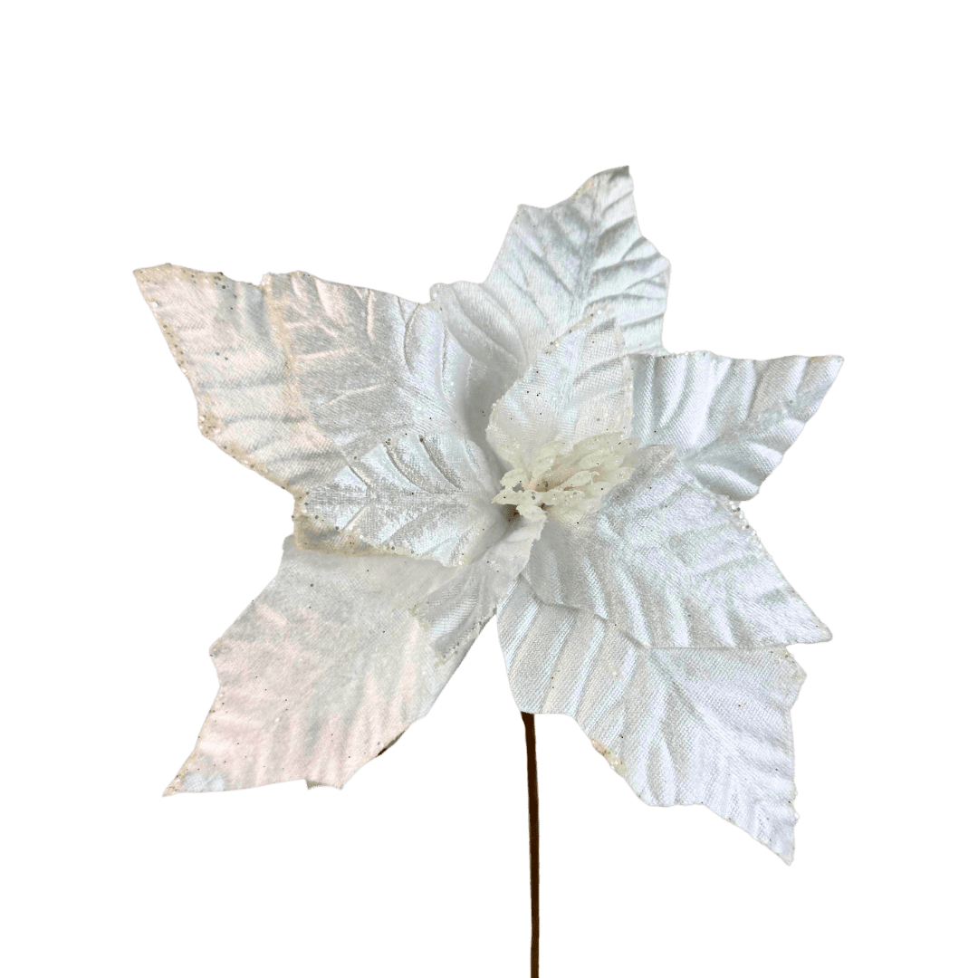 (FLO1318BL) Nochebuena terciopelo blanco 24 cm