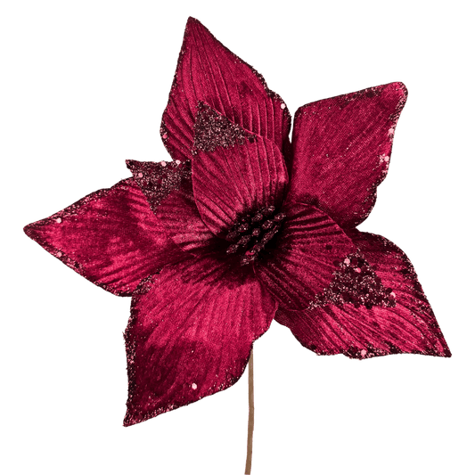 NOCHEBUENA TERCIOPELO 28CM VINO