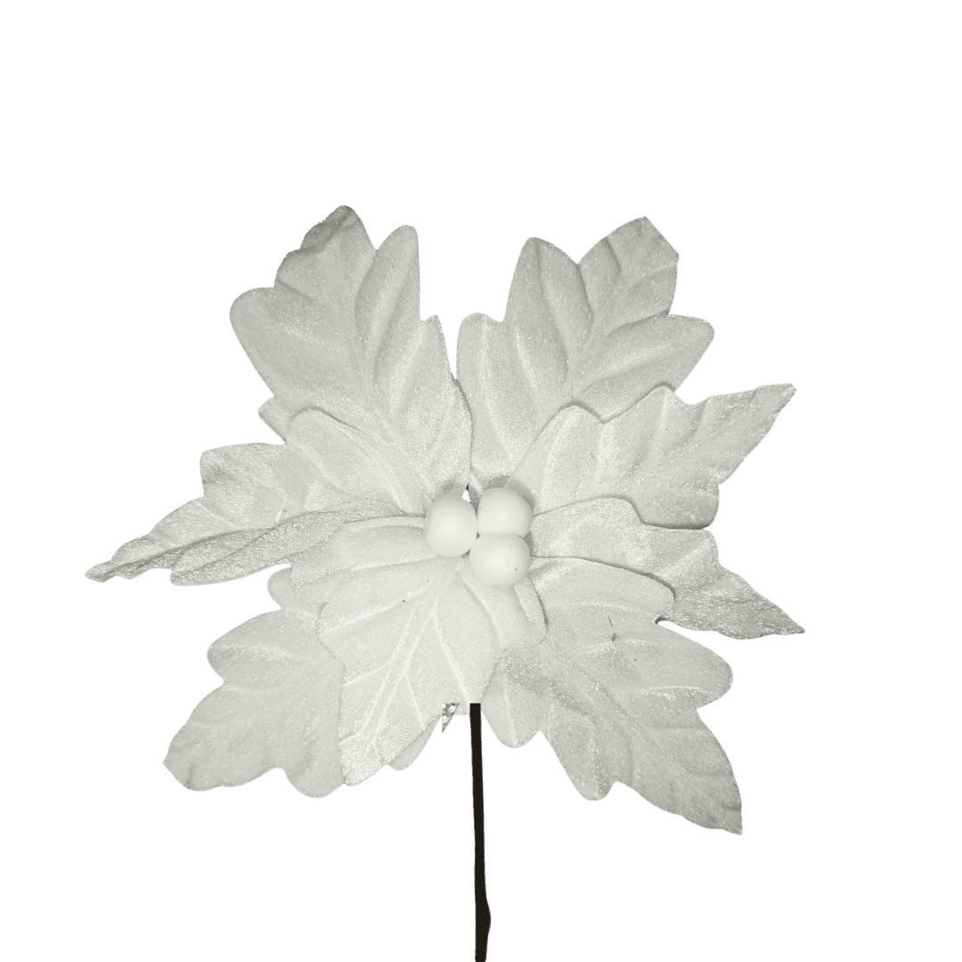 (FLO1421BL) Nochebuena terciopelo blanco 28 cm