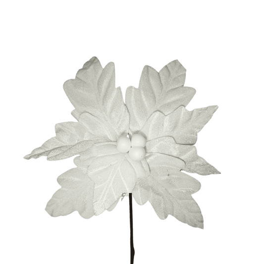 (FLO1421BL) Nochebuena terciopelo blanco 28 cm