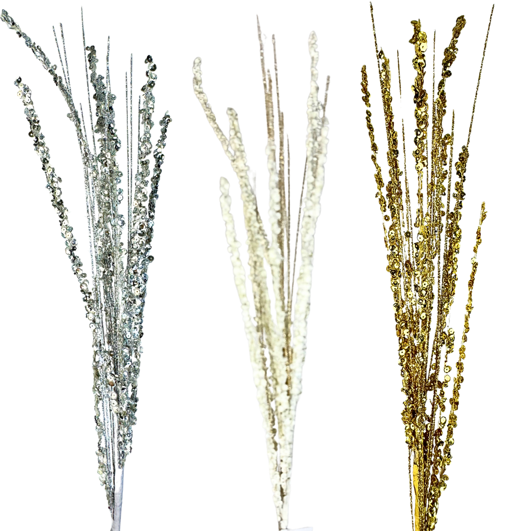 (FLP0043S/FLP0043CR/FLP0043G) Follaje lentejuelas 75 cm