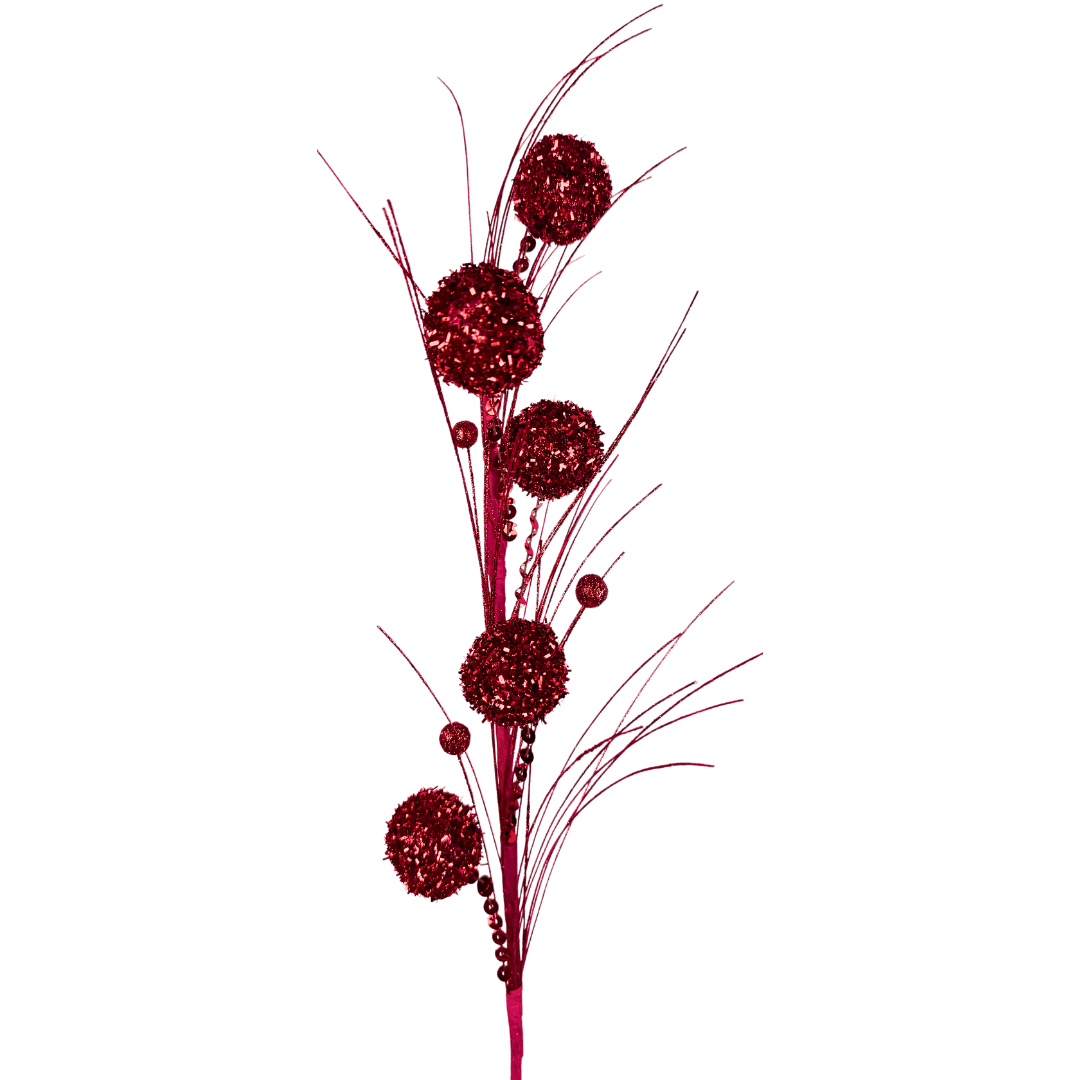 FOLLAJE BOLAS TINSEL 70CM ROJO