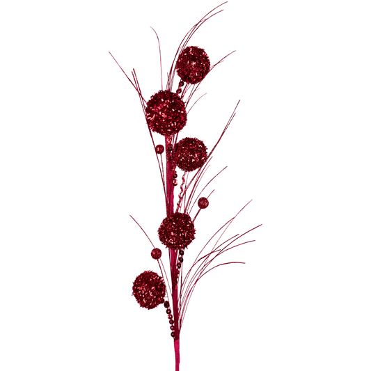 FOLLAJE BOLAS TINSEL 70CM ROJO