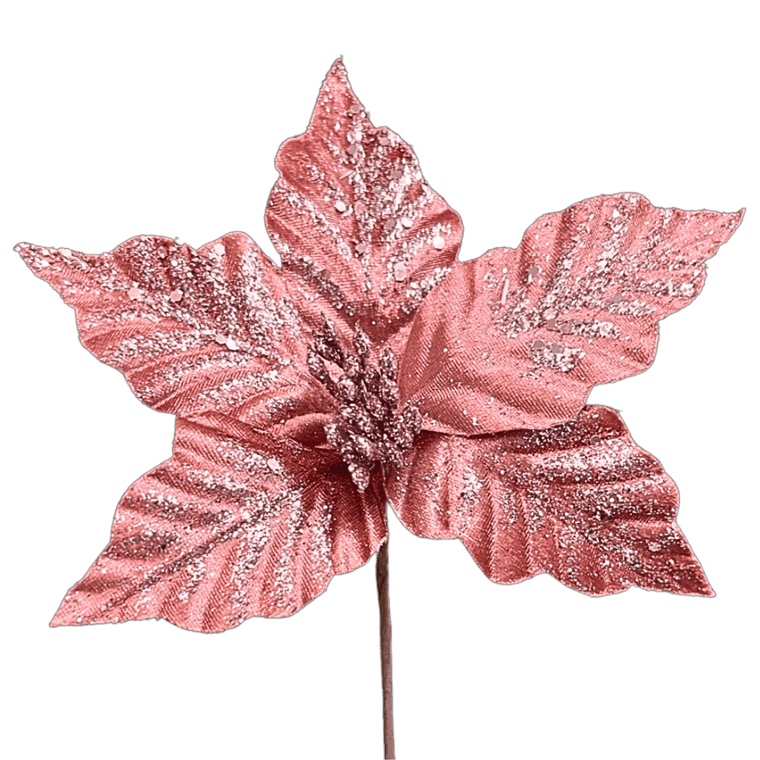 (FLQ09232OP) Nochebuena rosa con brillo 25 cm x 20 cm