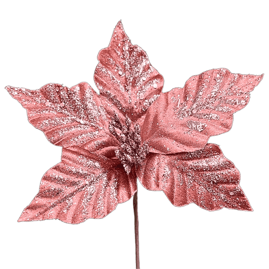 (FLQ09232OP) Nochebuena rosa con brillo 25 cm x 20 cm