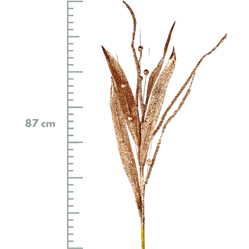 (Flq09291Lco) Follaje Hoja Escarchada 87 cm Ocre