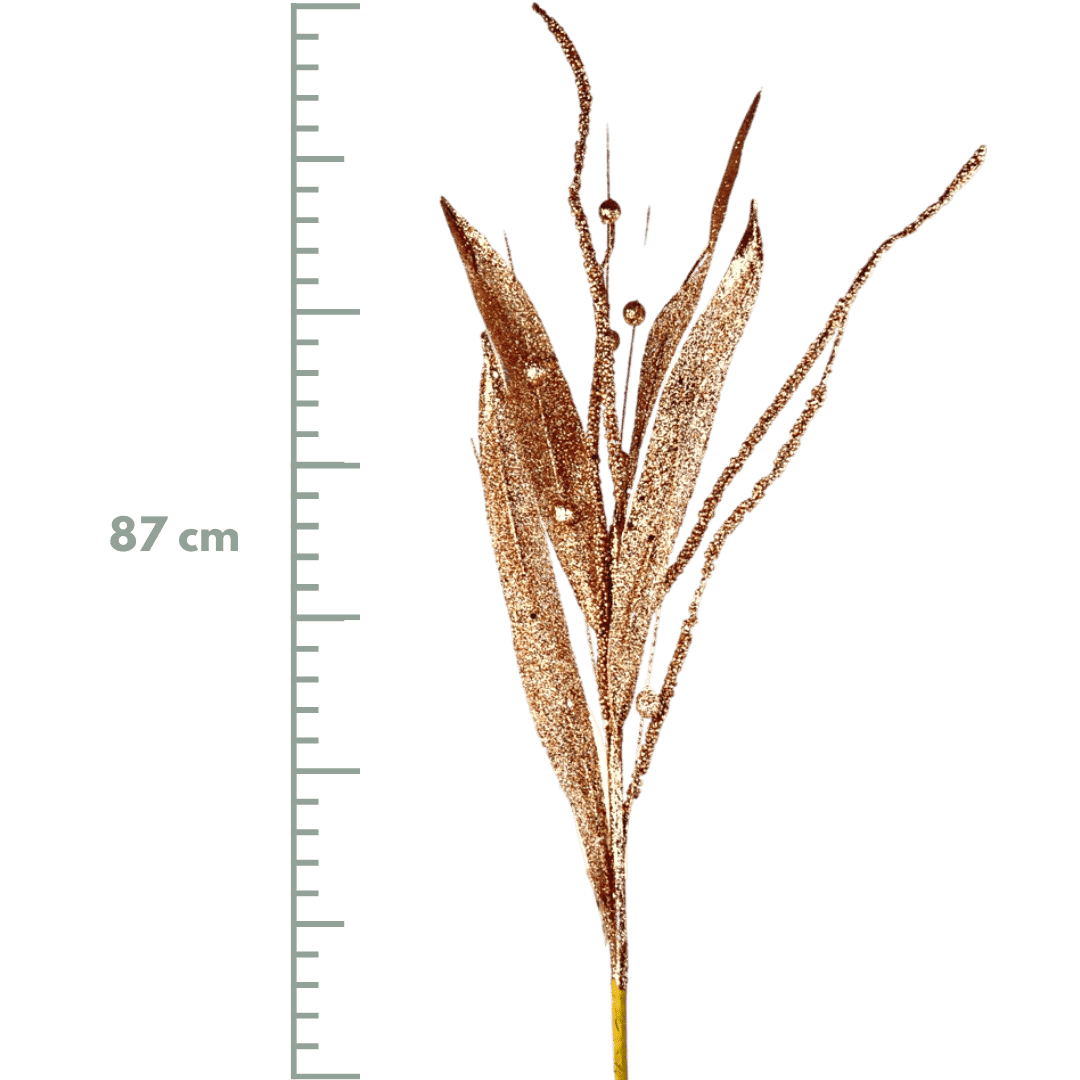 (Flq09291Lco) Follaje Hoja Escarchada 87 cm Ocre