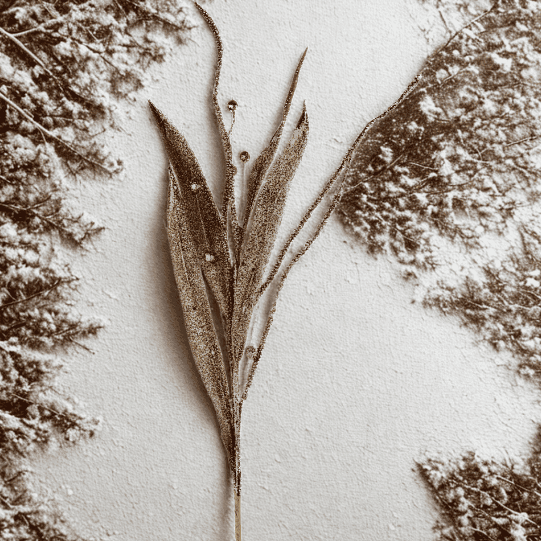 (Flq09291Lco) Follaje hoja escarchada 87 cm ocre