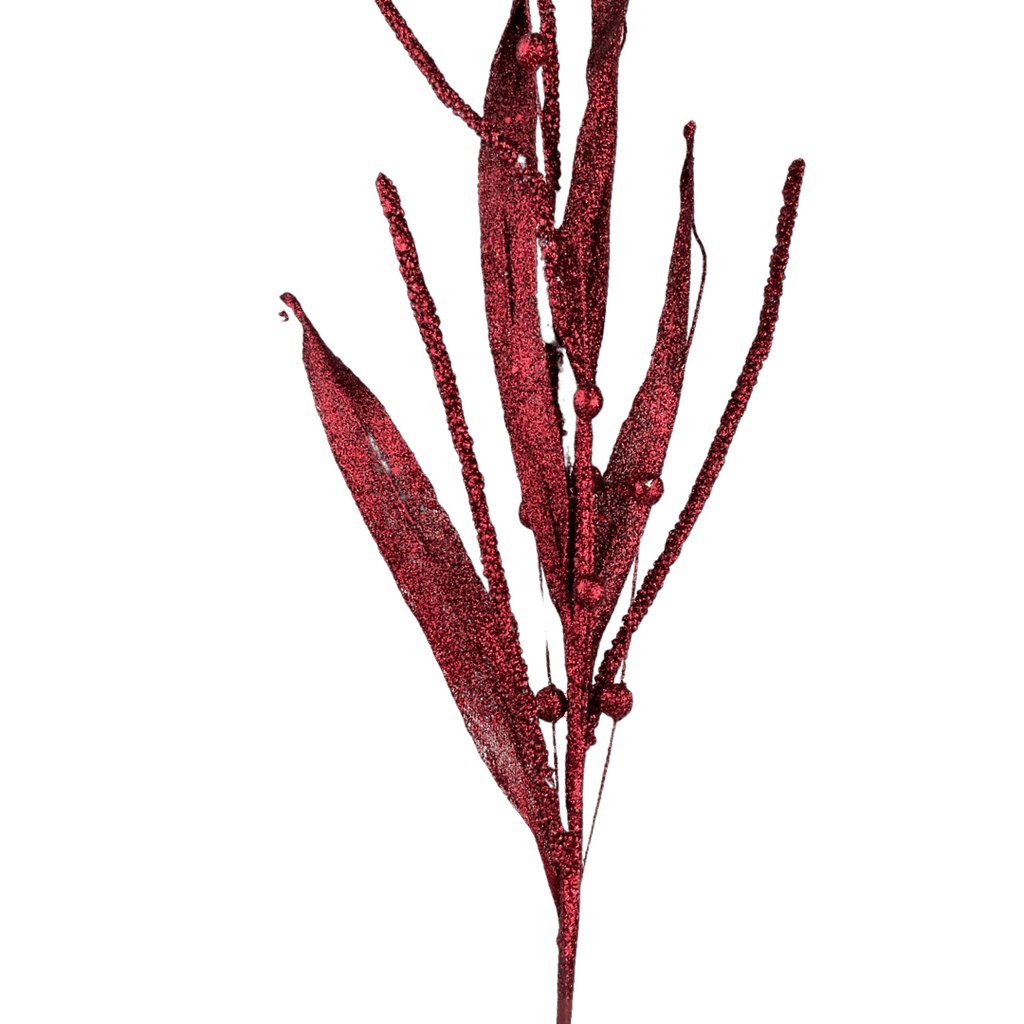 (28945) Follaje Hoja escarchada 87Cm Rojo