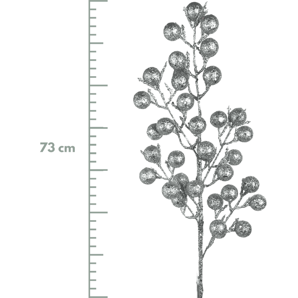 (FLQ09330S) Follaje berries metalizado 73 cm plata