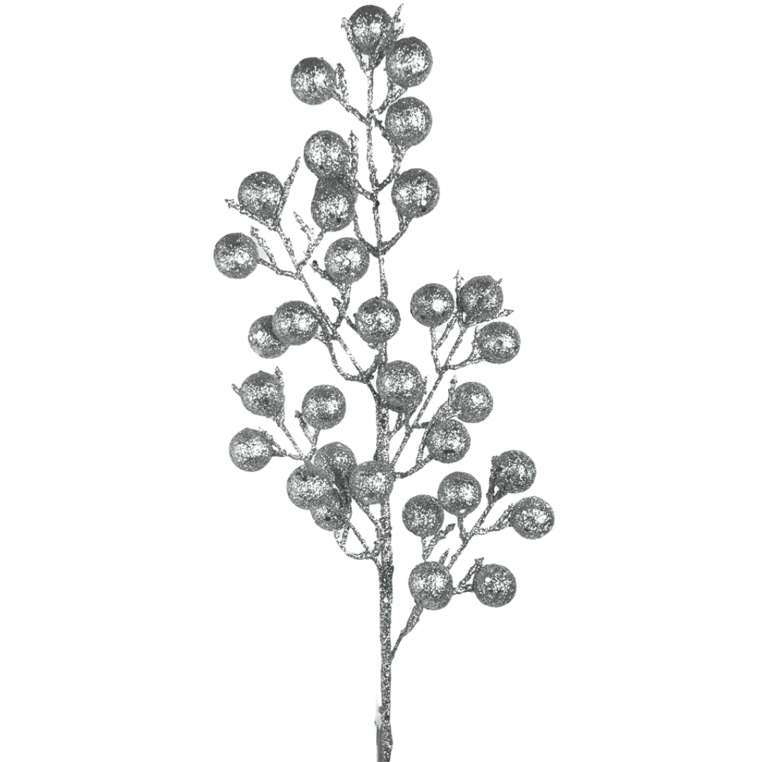 (FLQ09330S) Follaje berries metalizado plata 73 cm