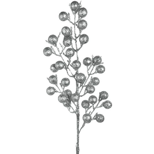 (FLQ09330S) Follaje berries metalizado plata 73 cm