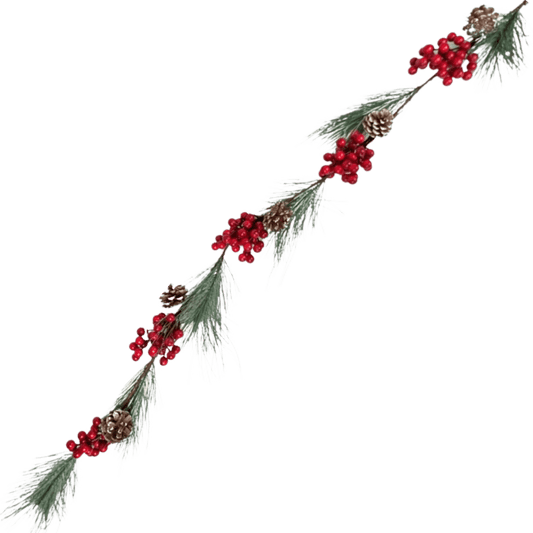 GUIRNALDA PIÑAS Y CEREZAS 140 CM ROJO