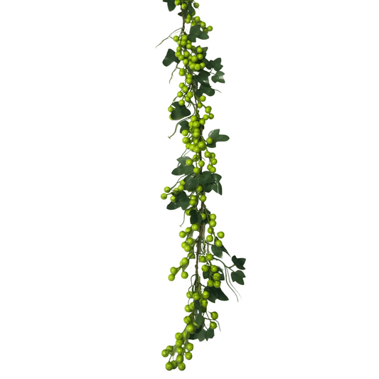 (FLQ09371R) Guirnalda berries 165 cm verde