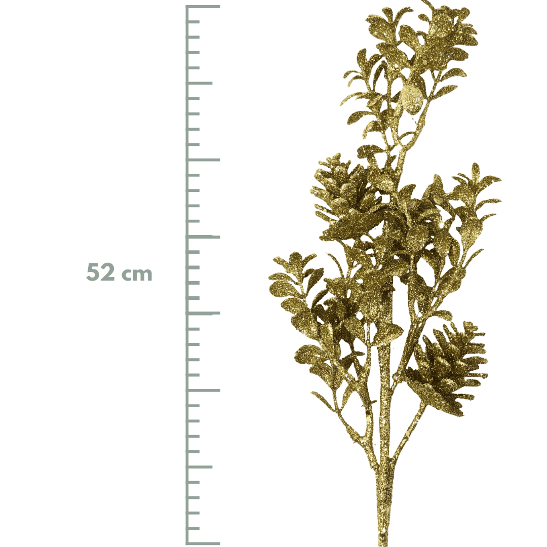 (FLQ09429G) Follaje Metalico Oro 52 cm