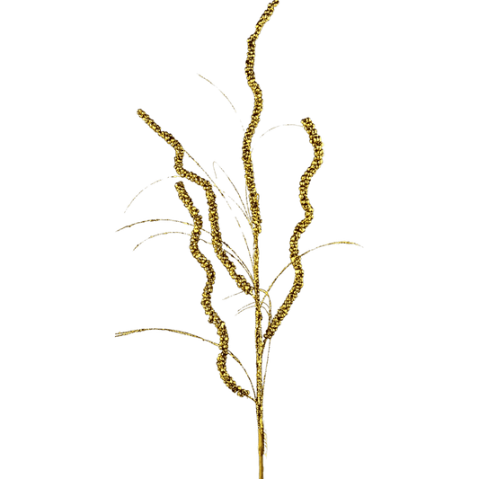 (FLQ09591G) FOLLAJE CURLY ESCARCHA 77CM ORO