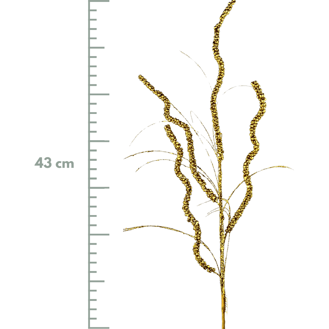 (FLQ09591G) Follaje Curly Escarcha oro 77 cm