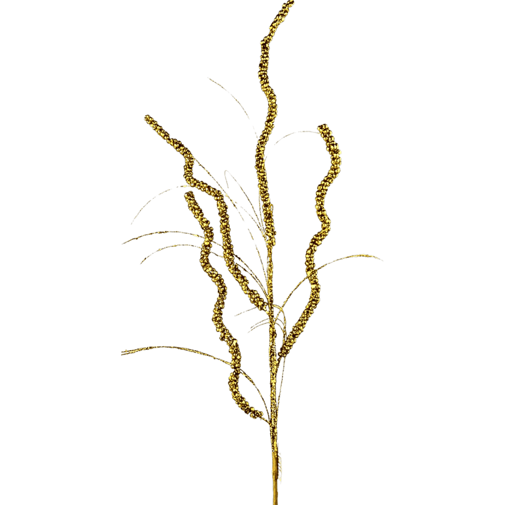(FLQ09591G) Follaje curly escarcha oro 77 cm
