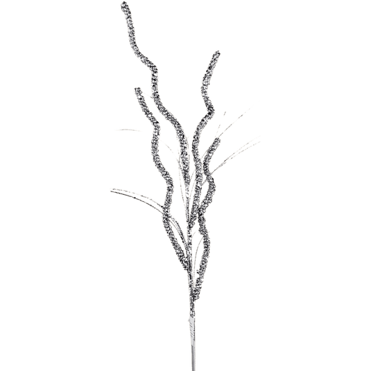 (Flq09591S) Follaje Curly Escarcha 77Cm Plata