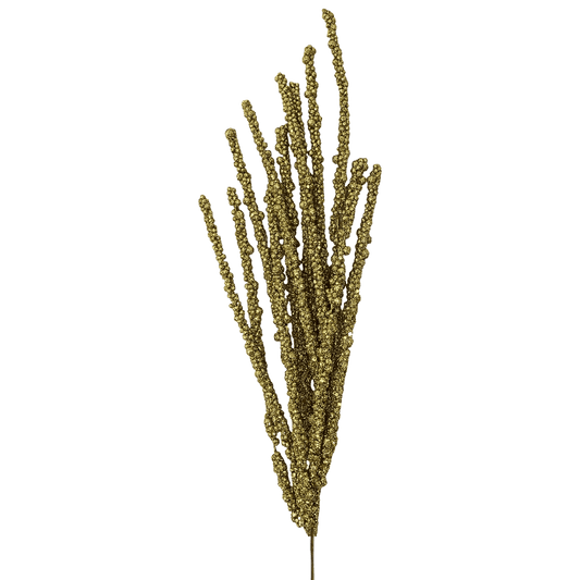 (FLQ09668G) FOLLAJE METALICO BOLITAS 73CM ORO