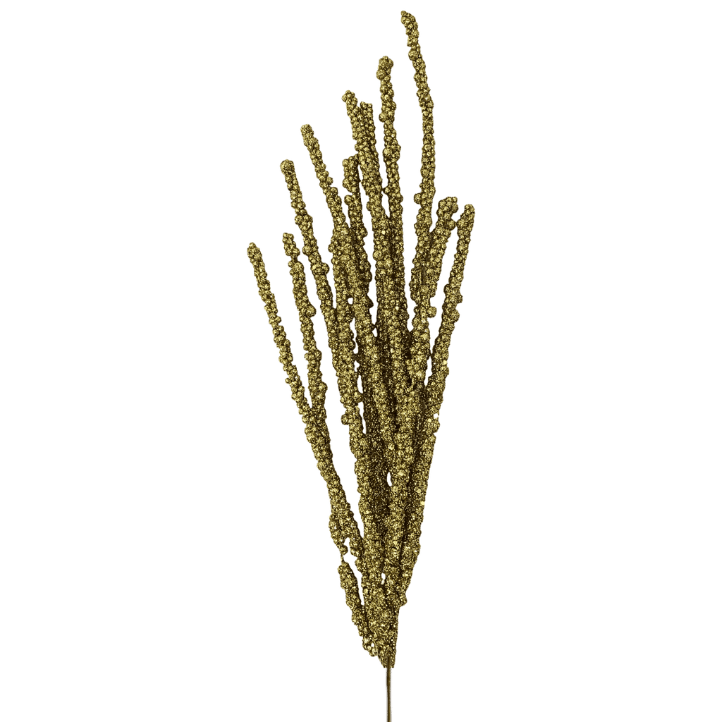 (FLQ09668G) Follaje metalico bollitas oro 73 cm