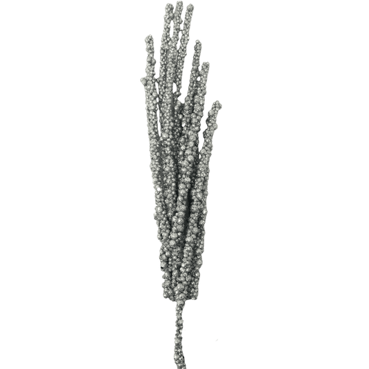 (FLQ09668S) FOLLAJE METALICO BOLITAS 73 CM PLATA