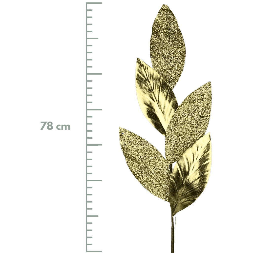 (FLQ09773G) Follaje Hojas Mate con Escarcha Oro 78 cm