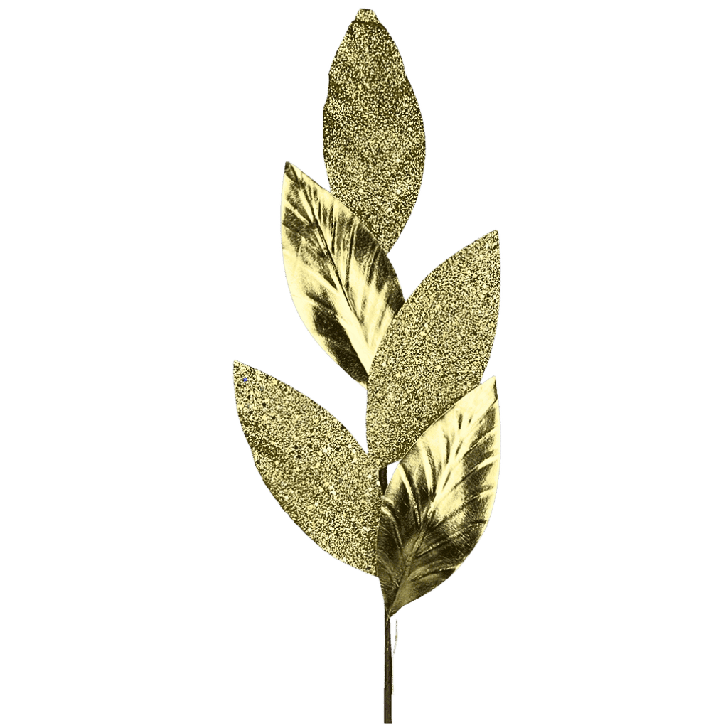 (FLQ09773G) Follaje hojas mate con escarcha oro 78 cm
