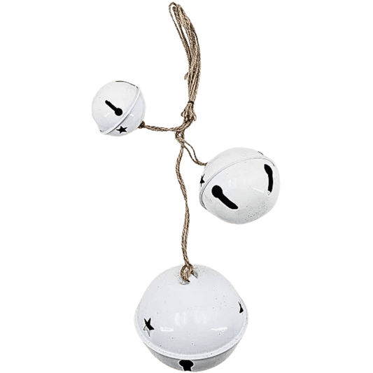 (FLR01212W) 3 Cascabeles de 6, 8 10 cm blanco