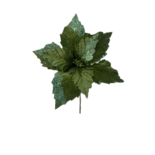 (FLR01296OL) Nochebuena 36 Cm Escarchada Oliva