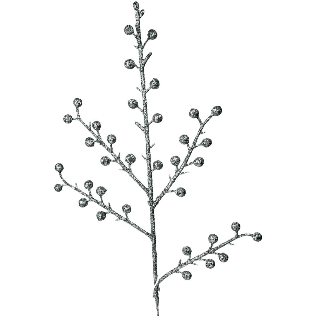 (FLT00527S) Follaje escarchado 36 cm plata