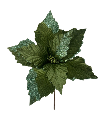 (FLR01296OL) Nochebuena 36 Cm Escarchada Oliva