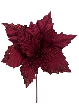 (FLR01296BU) Nochebuena 36 Cm Escarchada Vinotinto