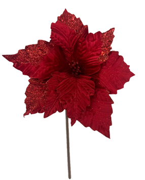 (FLR01296R) Nochebuena 36 Cm Escarchada Rojo