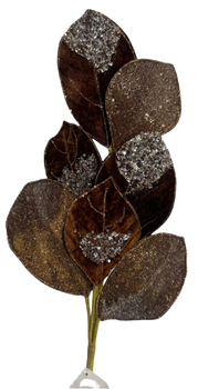 (TG21S2416) Vara de Hojas Cafe Escarchadas 65 Cm