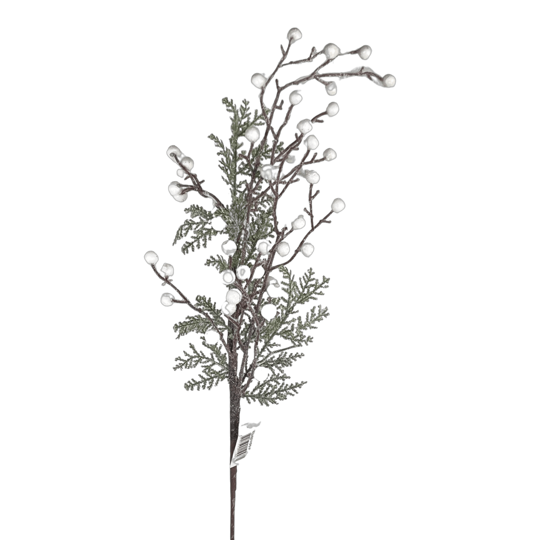 (Fla01057) Follaje berries nevado 86 cm blanco
