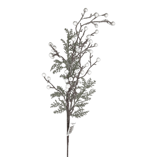 (Fla01057) Follaje berries nevado 86 cm blanco
