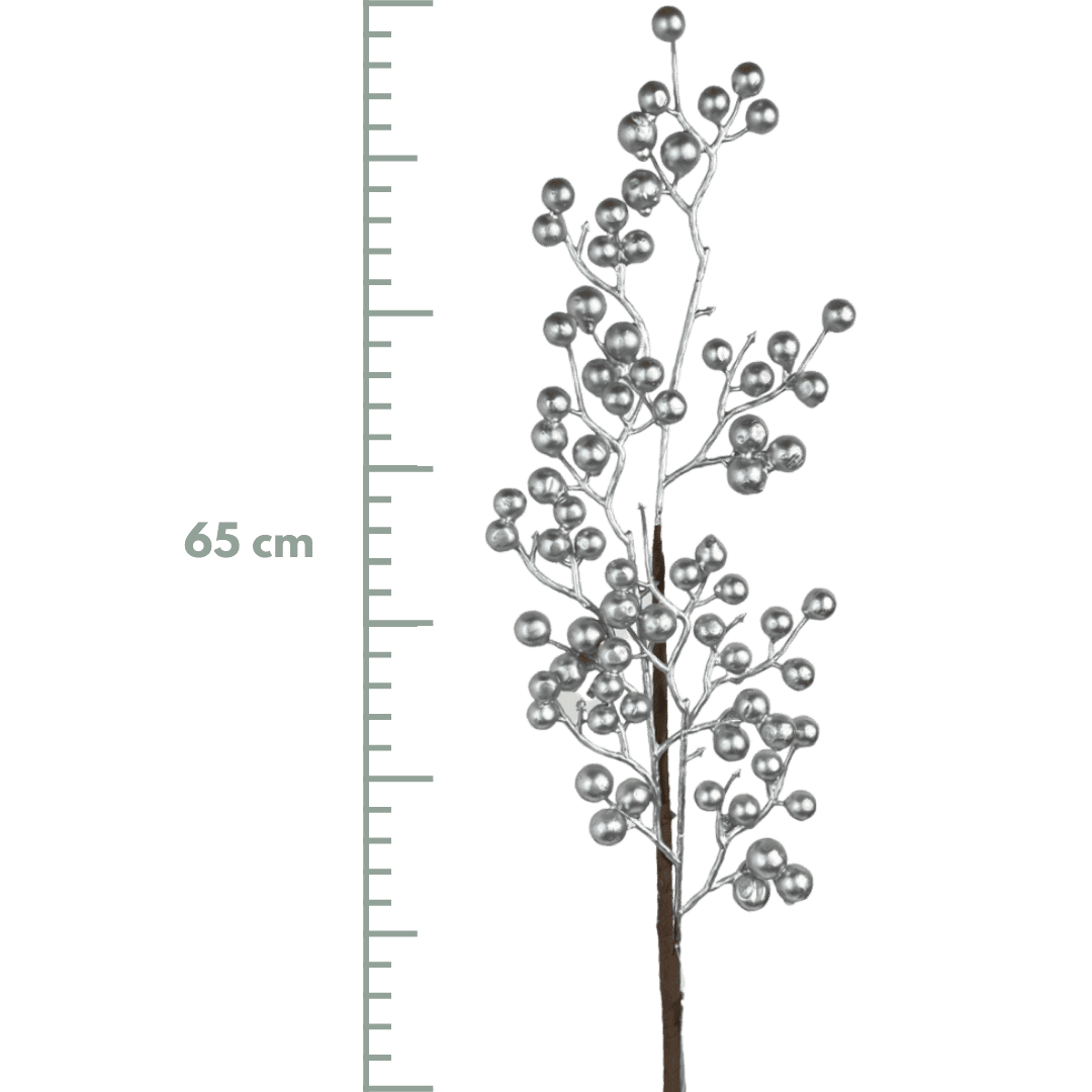 (Fla01516S) Vara de perlas mate plata 65 cm